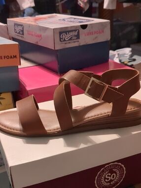 Soft Surroundings Brown Strappy Buckle Sandals
